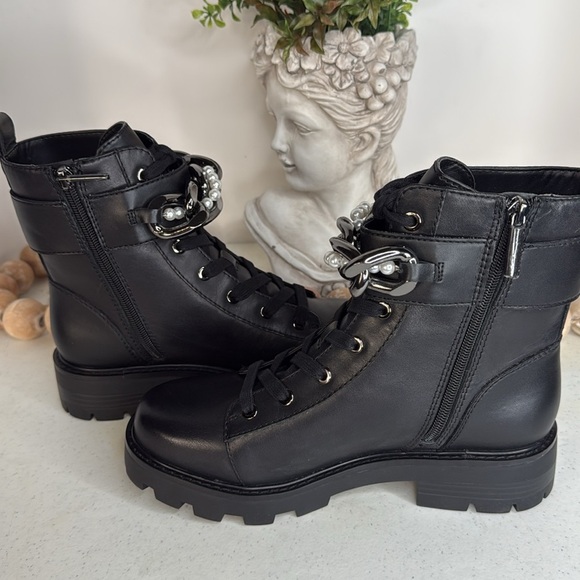 KARL LAGERFELD womens Maxi Chain Combat Boot Sz 8.5 - Picture 9 of 13